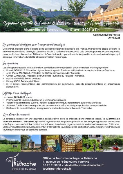 Communiqué de presse signature contrat de destination