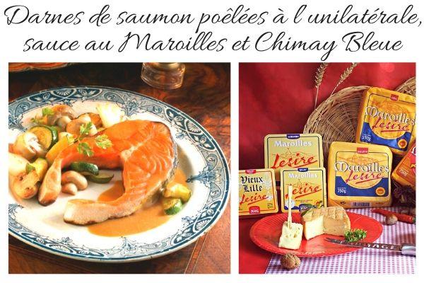 Darnes de saumon à l'unilatérale sauce maroilles